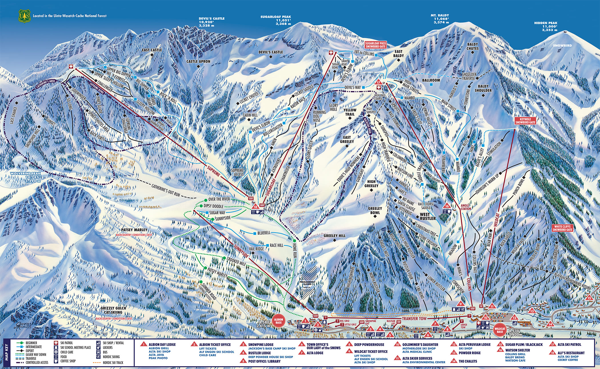Alta Ski Area Trail Map